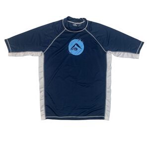 Kanu Surf Rashguard Mens L Navy Surf Mercury UPF 50+ Short Sleeve Water Shirt